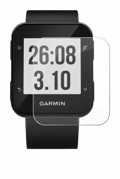 Abbildung des Geräts Garmin Forerunner 30 mit einer Vielzahl des Displayschutzes.