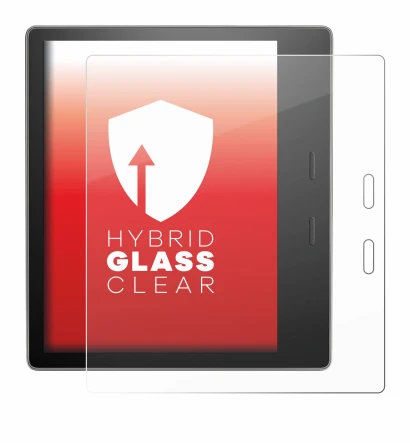 Abbildung des Geräts Amazon Kindle Oasis 2019 (10. Gen.) mit einer Vielzahl des Displayschutzes.