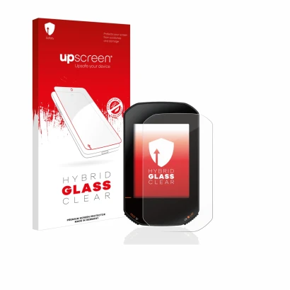 Vorderseite einer Produktverpackung mit dem Markenlogo upscreen. Daneben ist das Gerät Bryton Rider 420 mit dem zugehörigen Di