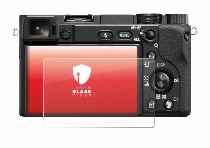 Abbildung des Geräts Sony Alpha 6100 mit einer Vielzahl des Displayschutzes.