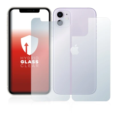 Abbildung des Geräts Apple iPhone 11 (Display+Rückseite) mit einer Vielzahl des Displayschutzes.