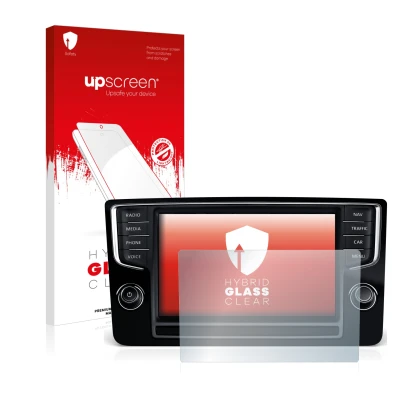 Vorderseite einer Produktverpackung mit dem Markenlogo upscreen. Daneben ist das Gerät Volkswagen Golf Sportsvan 2015 Discover