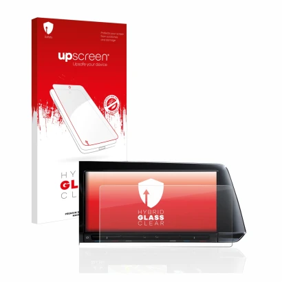 Vorderseite einer Produktverpackung mit dem Markenlogo upscreen. Daneben ist das Gerät Volkswagen Golf 8 2020 Discover Pro 10"