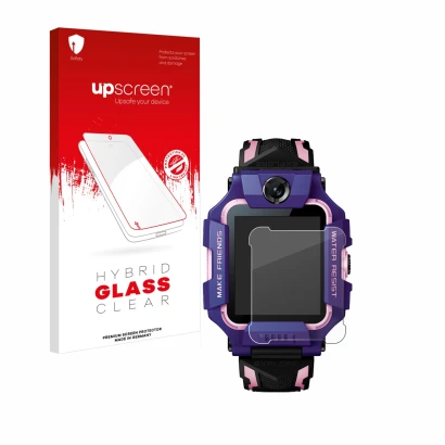 Vorderseite einer Produktverpackung mit dem Markenlogo upscreen. Daneben ist das Gerät Imoo Watch Phone Z6 mit dem zugehörigen