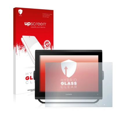 Vorderseite einer Produktverpackung mit dem Markenlogo upscreen. Daneben ist das Gerät Garmin GPSMAP 1223 mit dem zugehörigen 