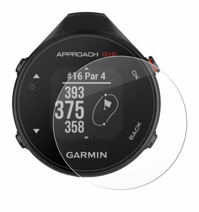 Abbildung des Geräts Garmin Approach G12 mit einer Vielzahl des Displayschutzes.