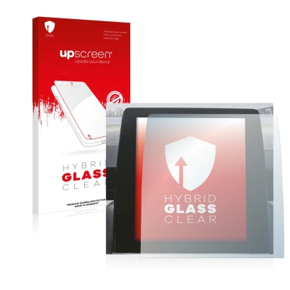 Vorderseite einer Produktverpackung mit dem Markenlogo upscreen. Daneben ist das Gerät Renault Zoe 2020 Easy Link 9.3" mit dem