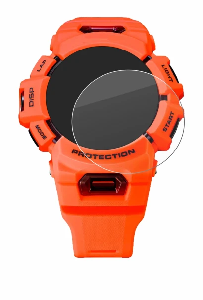 Abbildung des Geräts Casio G-Shock GBA-900 mit einer Vielzahl des Displayschutzes.