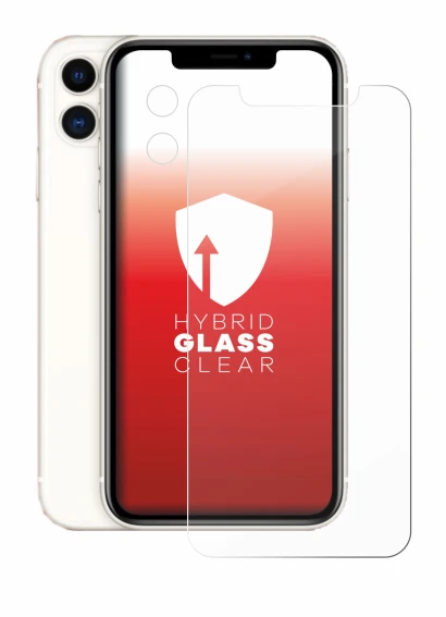 Abbildung des Geräts Apple iPhone 11 (Display+Kamera) mit einer Vielzahl des Displayschutzes.