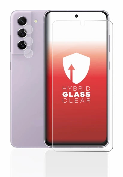 Abbildung des Geräts Samsung Galaxy S21 FE 5G (Display+Kamera) mit einer Vielzahl des Displayschutzes.