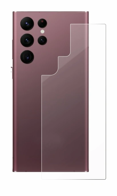 Abbildung des Geräts Samsung Galaxy S22 Ultra 5G (Rückseite) mit einer Vielzahl des Displayschutzes.