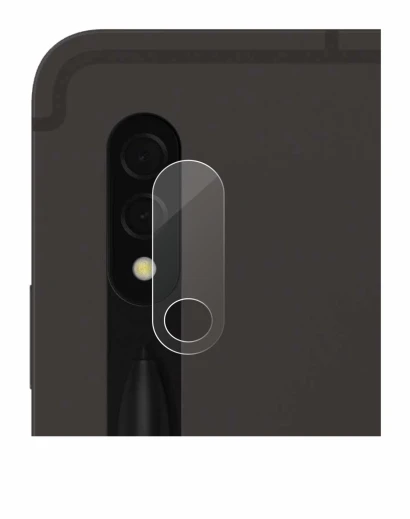 Abbildung des Geräts Samsung Galaxy Tab S8 5G (NUR Kameraschutz) mit einer Vielzahl des Displayschutzes.