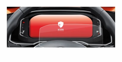Abbildung des Geräts Volkswagen Polo 6 Digital Cockpit Pro mit einer Vielzahl des Displayschutzes.