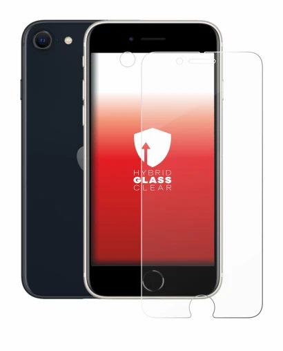 Abbildung des Geräts Apple iPhone SE 3 2022 (Display+Kamera) mit einer Vielzahl des Displayschutzes.