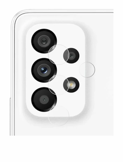 Abbildung des Geräts Samsung Galaxy A53 5G (NUR Kameraschutz) mit einer Vielzahl des Displayschutzes.