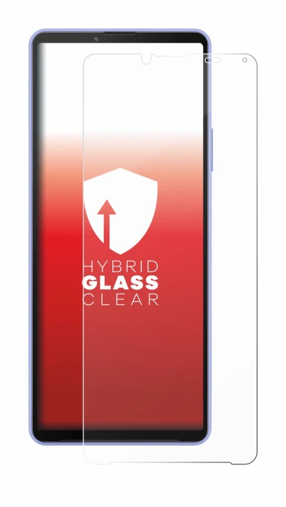 Abbildung des Geräts Sony Xperia 10 IV mit einer Vielzahl des Displayschutzes.