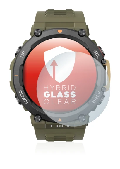 Abbildung des Geräts Huami Amazfit T-Rex 2 mit einer Vielzahl des Displayschutzes.