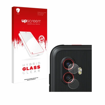 Vorderseite einer Produktverpackung mit dem Markenlogo upscreen. Daneben ist das Gerät Samsung Galaxy Xcover 6 Pro (NUR Kamera