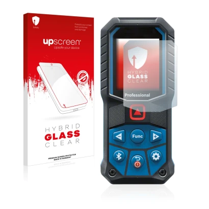 Vorderseite einer Produktverpackung mit dem Markenlogo upscreen. Daneben ist das Gerät Bosch GLM 50-27 C mit dem zugehörigen D