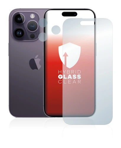 Abbildung des Geräts Apple iPhone 14 Pro (Display+Kamera) mit einer Vielzahl des Displayschutzes.