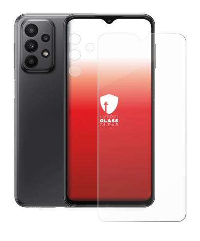 Abbildung des Geräts Samsung Galaxy A23 5G (Display+Kamera) mit einer Vielzahl des Displayschutzes.