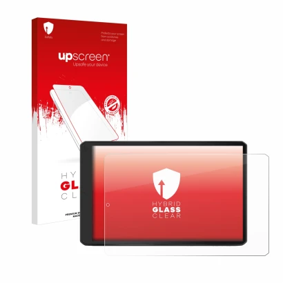 Vorderseite einer Produktverpackung mit dem Markenlogo upscreen. Daneben ist das Gerät Garmin Camper 1095 mit dem zugehörigen