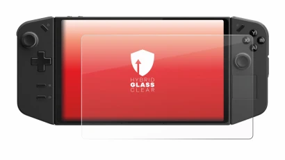 Abbildung des Geräts Lenovo Legion Go mit einer Vielzahl des Displayschutzes.