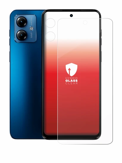 Abbildung des Geräts Motorola Moto G14 (Display+Kamera) mit einer Vielzahl des Displayschutzes.