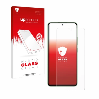 Vorderseite einer Produktverpackung mit dem Markenlogo upscreen. Daneben ist das Gerät Xiaomi Redmi Note 13 mit dem zugehörige