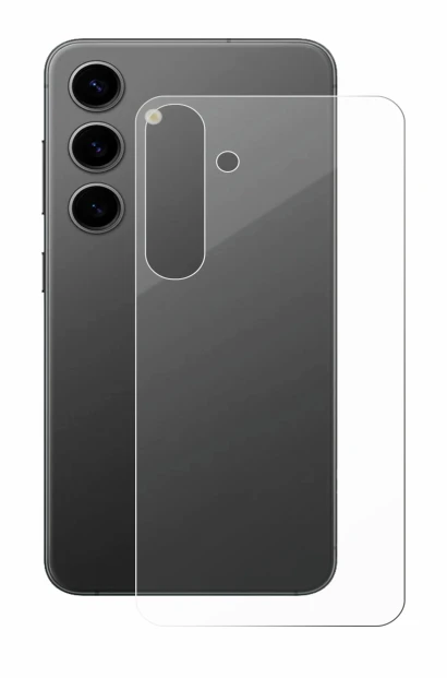 Abbildung des Geräts Samsung Galaxy S24 Plus (Rückseite) mit einer Vielzahl des Displayschutzes.
