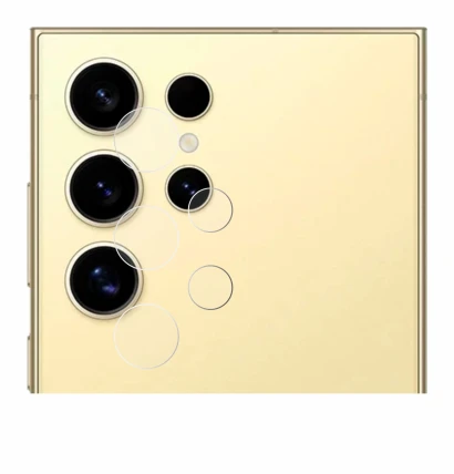 Abbildung des Geräts Samsung Galaxy S24 Ultra (NUR Kameraschutz) mit einer Vielzahl des Displayschutzes.