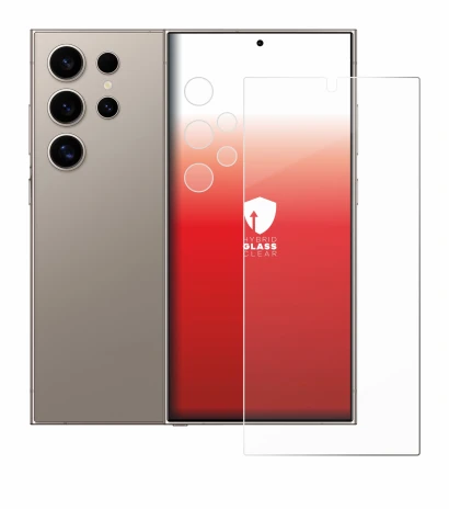 Abbildung des Geräts Samsung Galaxy S24 Ultra (case-friendly) (Display+Kamera) mit einer Vielzahl des Displayschutzes.