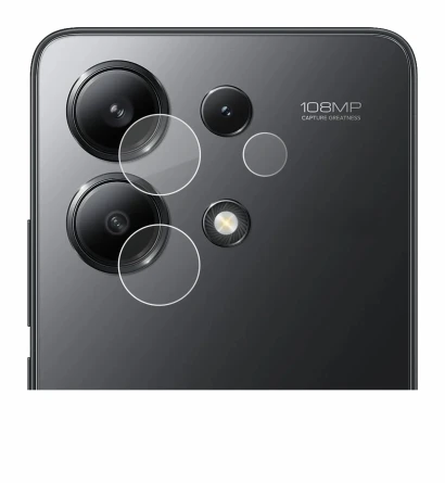 Abbildung des Geräts Xiaomi Redmi Note 13 (NUR Kameraschutz) mit einer Vielzahl des Displayschutzes.