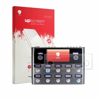 Vorderseite einer Produktverpackung mit dem Markenlogo upscreen. Daneben ist das Gerät Fender Tone Master Pro mit dem zugehöri