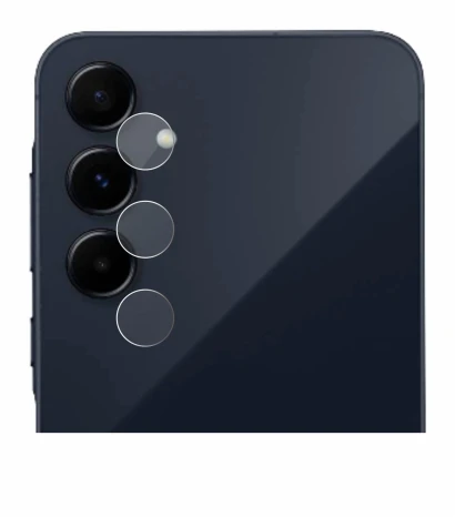 Abbildung des Geräts Samsung Galaxy A55 5G (NUR Kameraschutz) mit einer Vielzahl des Displayschutzes.