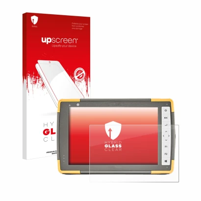 Vorderseite einer Produktverpackung mit dem Markenlogo upscreen. Daneben ist das Gerät Topcon FC-6000 mit dem zugehörigen Disp