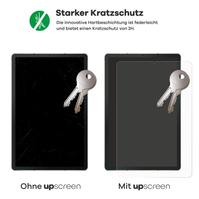 2 Geräte – eines mit upscreen, eines ohne. Zusätzlich sind je 2 Schlüssel abgebildet. Das Gerät ohne upscreen ist stark verkra