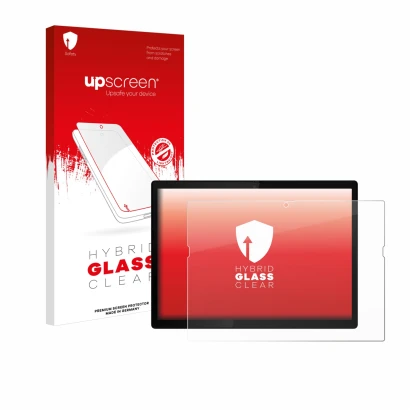 Vorderseite einer Produktverpackung mit dem Markenlogo upscreen. Daneben ist das Gerät Lenovo ThinkPad X12 Detachable Gen 2 mi