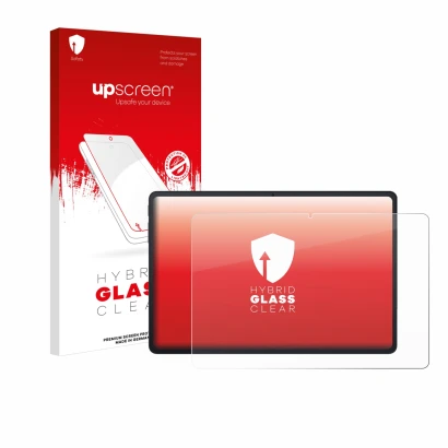 Vorderseite einer Produktverpackung mit dem Markenlogo upscreen. Daneben ist das Gerät Blackview Tab 90 WiFi mit dem zugehörig