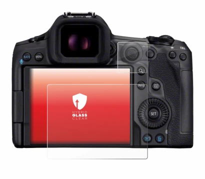 Abbildung des Geräts Canon EOS R5 Mark II mit einer Vielzahl des Displayschutzes.