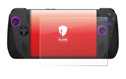 Abbildung des Geräts ASUS ROG Ally X (2024) mit einer Vielzahl des Displayschutzes.