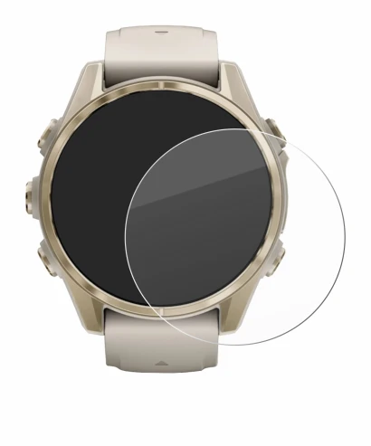 Abbildung des Geräts Garmin Fenix 8 (43 mm) mit einer Vielzahl des Displayschutzes.