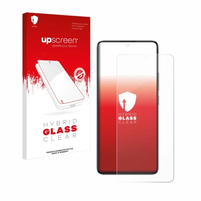 Vorderseite einer Produktverpackung mit dem Markenlogo upscreen. Daneben ist das Gerät Xiaomi Poco F7 Pro mit dem zugehörigen 