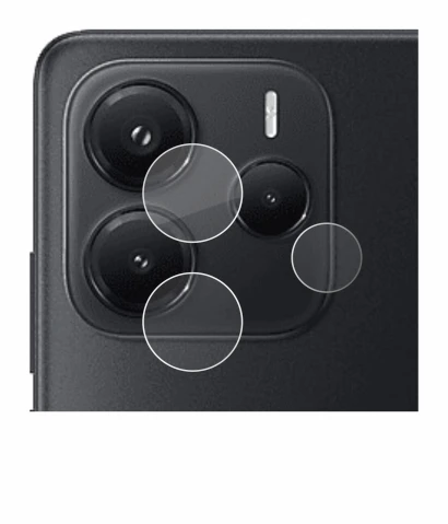 Abbildung des Geräts Xiaomi Redmi Note 14 (NUR Kameraschutz) mit einer Vielzahl des Displayschutzes.