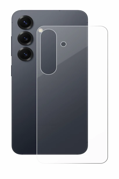 Abbildung des Geräts Samsung Galaxy S25 (Rückseite) mit einer Vielzahl des Displayschutzes.