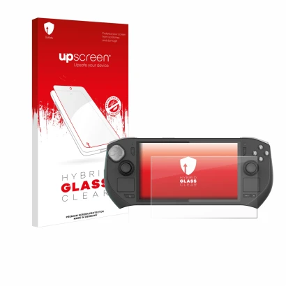 Vorderseite einer Produktverpackung mit dem Markenlogo upscreen. Daneben ist das Gerät Zotac Gaming Zone mit dem zugehörigen D