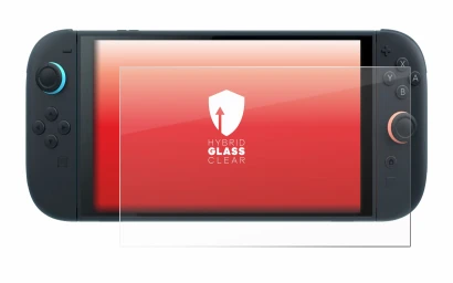 Abbildung des Geräts Nintendo Switch 2 mit einer Vielzahl des Displayschutzes.