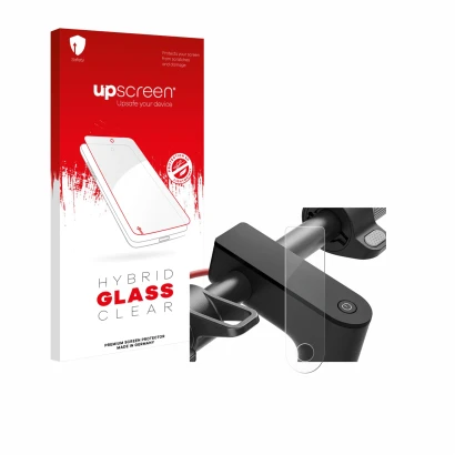 Vorderseite einer Produktverpackung mit dem Markenlogo upscreen. Daneben ist das Gerät Xiaomi Electric Scooter 4 mit dem zugeh