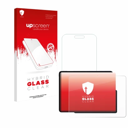 Vorderseite einer Produktverpackung mit dem Markenlogo upscreen. Daneben ist das Gerät OnePlus Pad 3 mit dem zugehörigen Displ