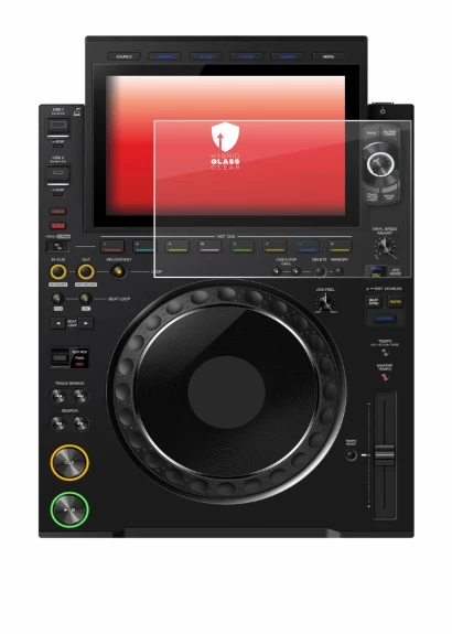 Abbildung des Geräts Pioneer CDJ 3000X mit einer Vielzahl des Displayschutzes.